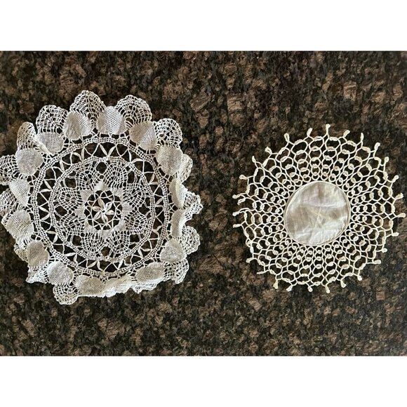 Vintage Handcrafted Crochet Doilies Set Of 2 - 10" & 13" - Picture 1 of 3